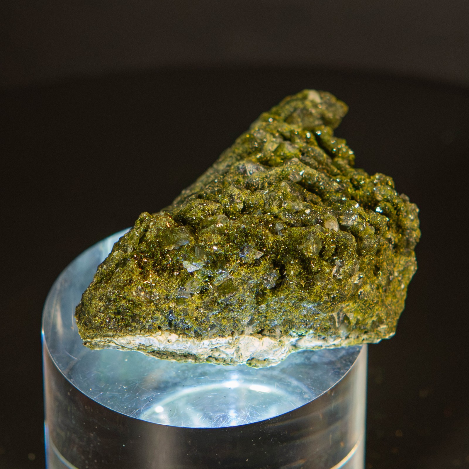 AAA+ 72g Rare Druzy Epidote Crystal Cluster with Quartz Sparkly Green Mineral