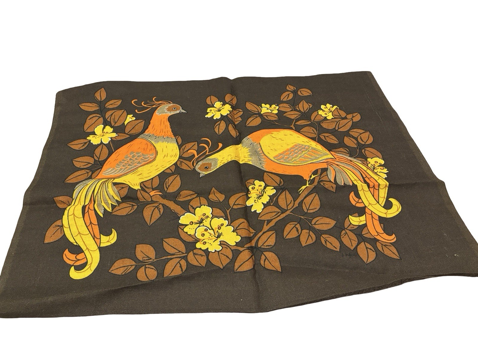 Vintage 1970s Swedish Textile Wall Hanging Bird J Engman Retro Fabric Bonad
