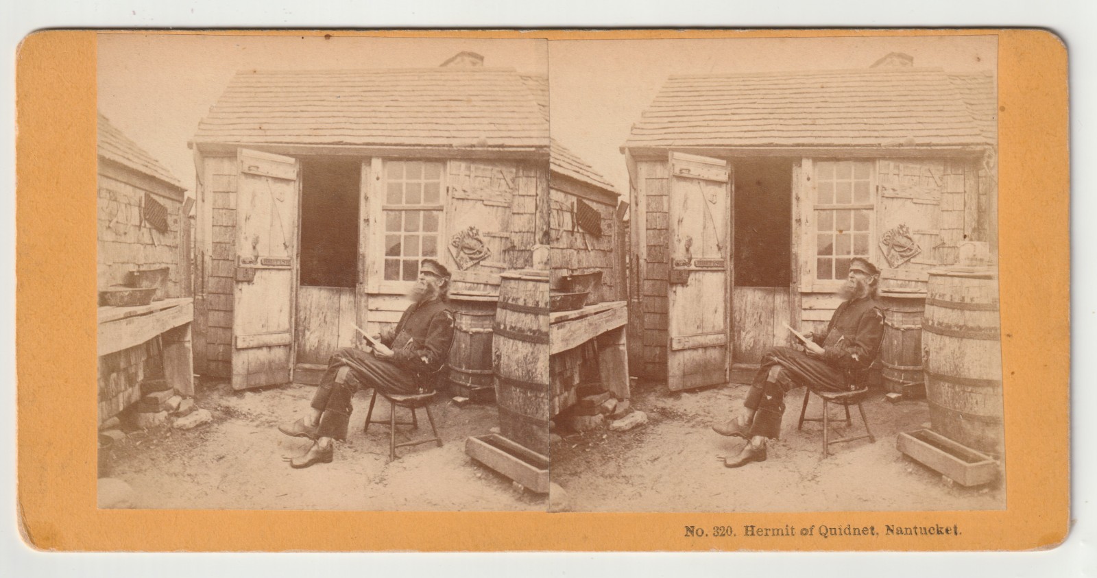 UNCOMMON - SHUTE - CLOSE VIEW OF NANTUCKET HERMIT AND HIS QUIDNET SHACK EXTERIOR