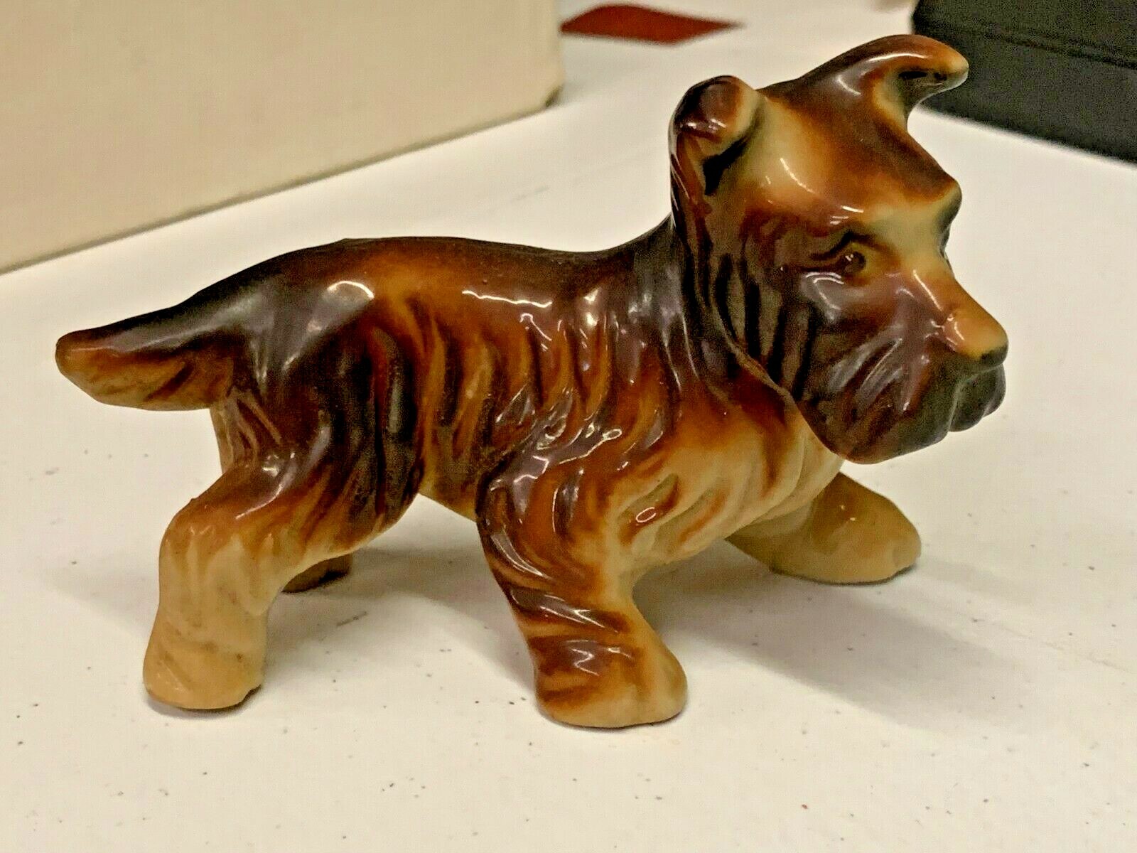 VTG STANDING PORCELAIN SCOTTY SCOTTIE DOG SCOTTISH TERRIER BROWN OCCUPIED JAPAN