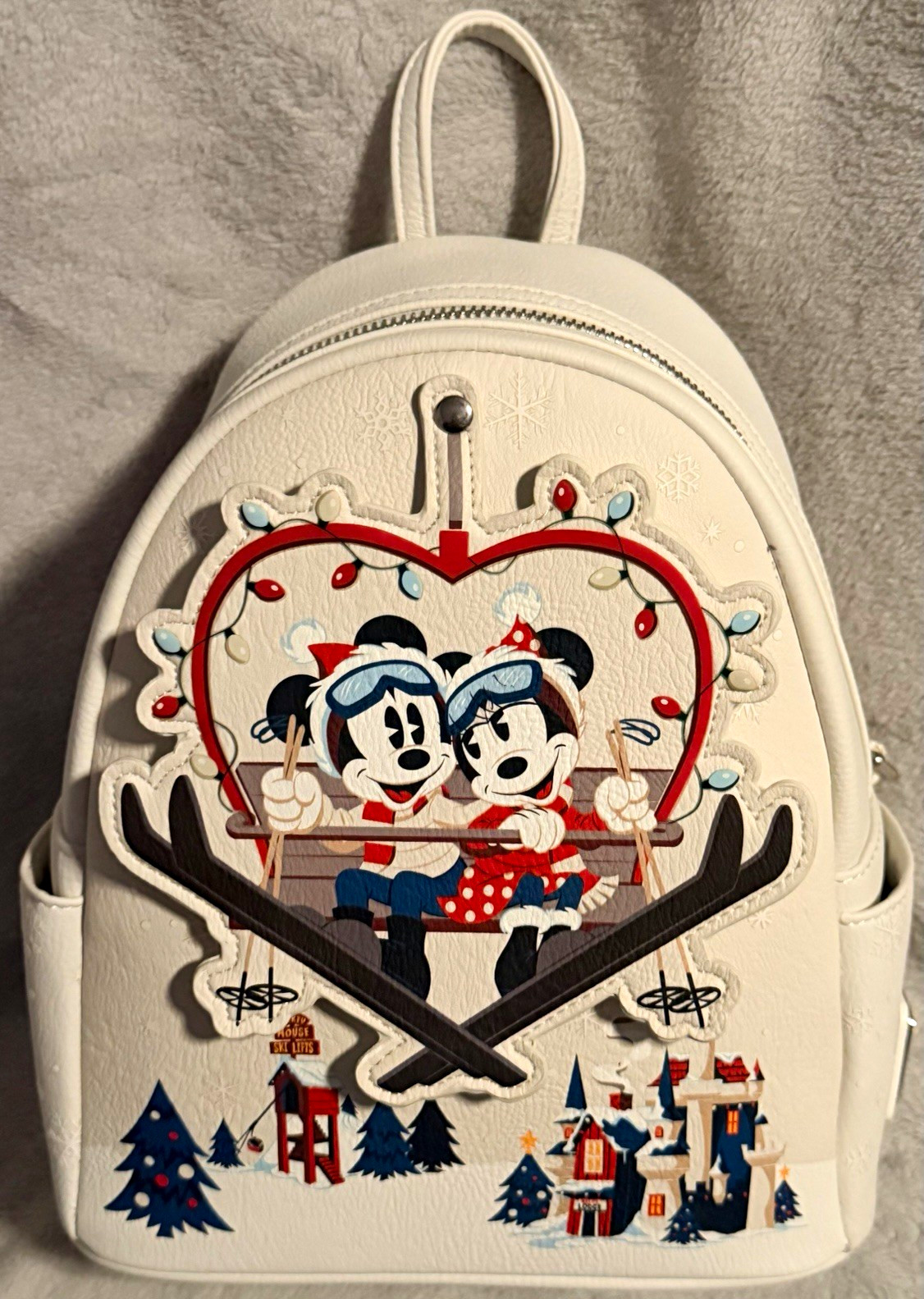 Loungefly Disney Mickey & Minnie Winter Scene Pluto White Mini Backpack NWOT Loungefly Disney Mickey & Minnie Winter Scene Pluto White Mini Backpack NWOT