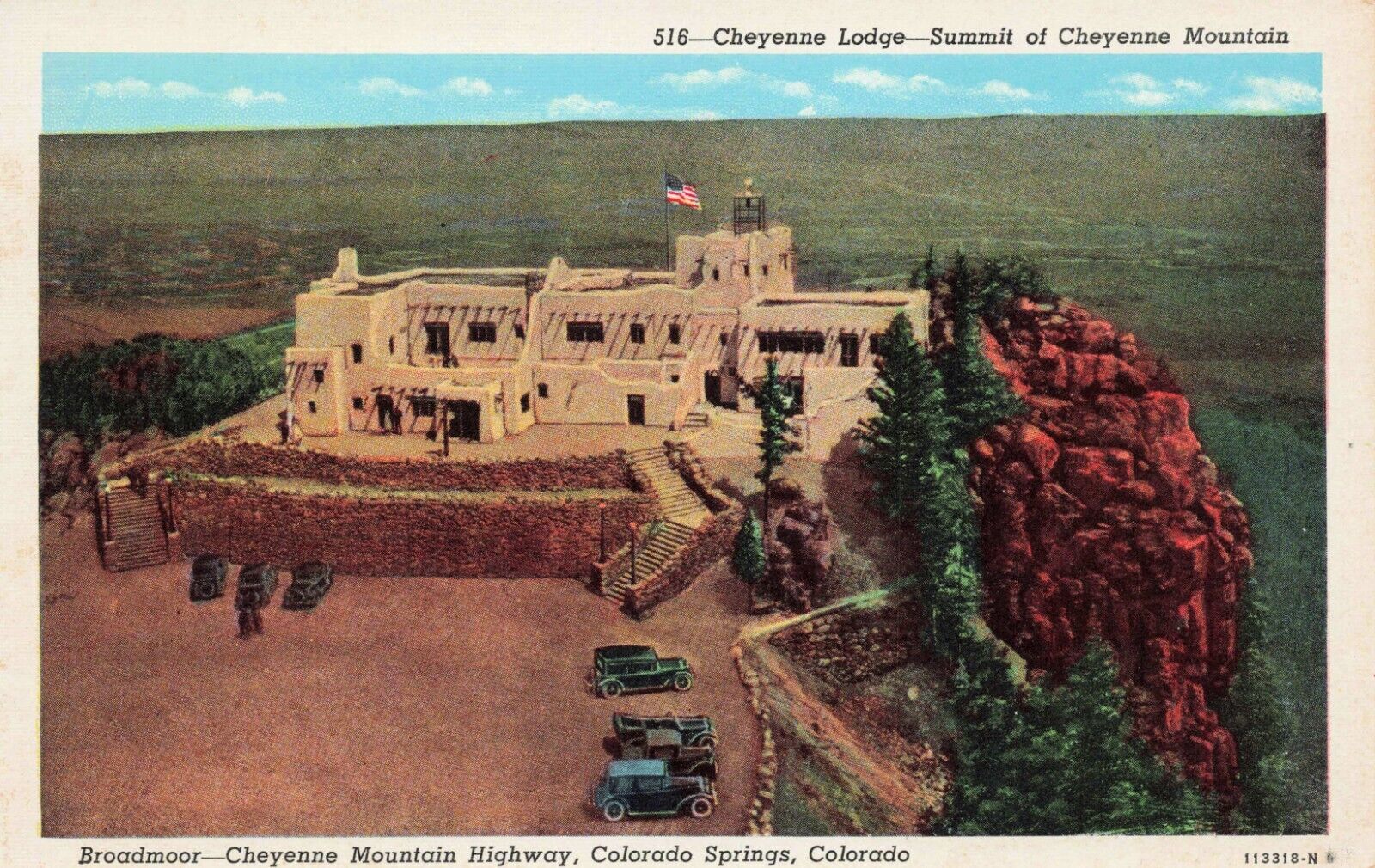 Postcard Cheyenne Lodge Pikes Peak Region Colorado Springs  Pueblo Style