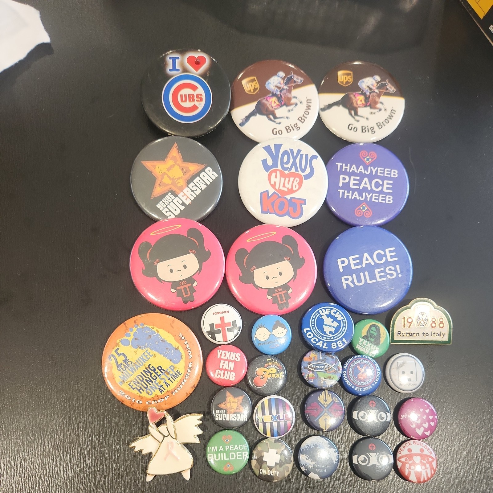 Vintage & Collectible Pinback Button Lot (31 Pockets/Pins) – Pop Culture, Sports