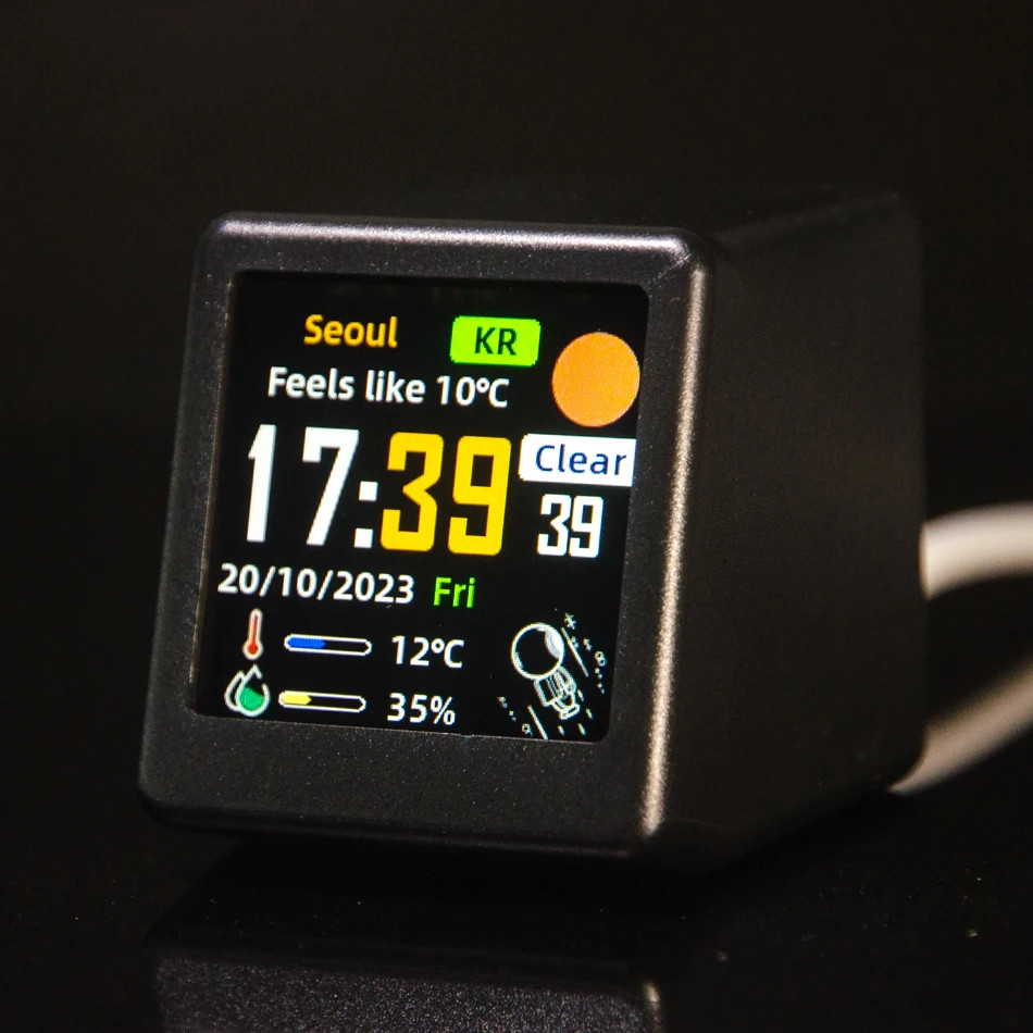 Mini WiFi Desktop Weather Station Digital Clock IPS LCD Smart Color Display