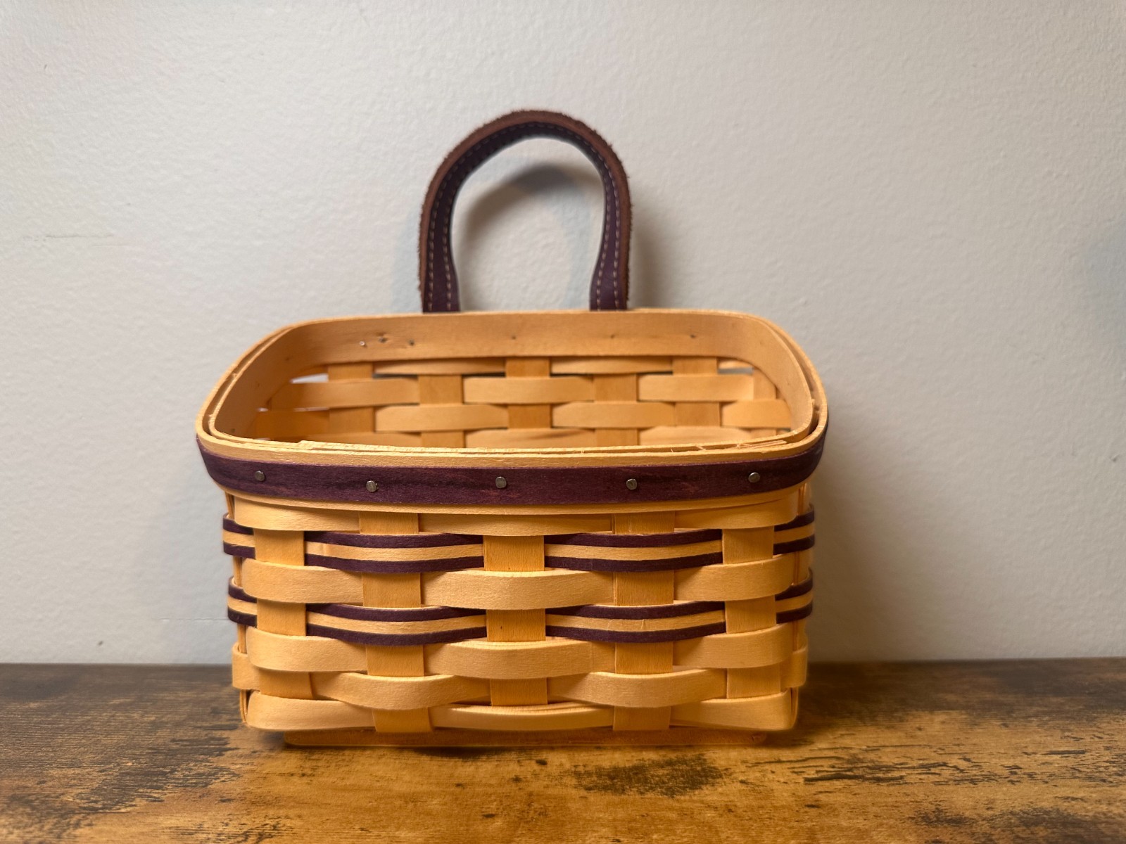 Longaberger Small Key Basket - Natural & Purple - Sales Leader Award - 2006