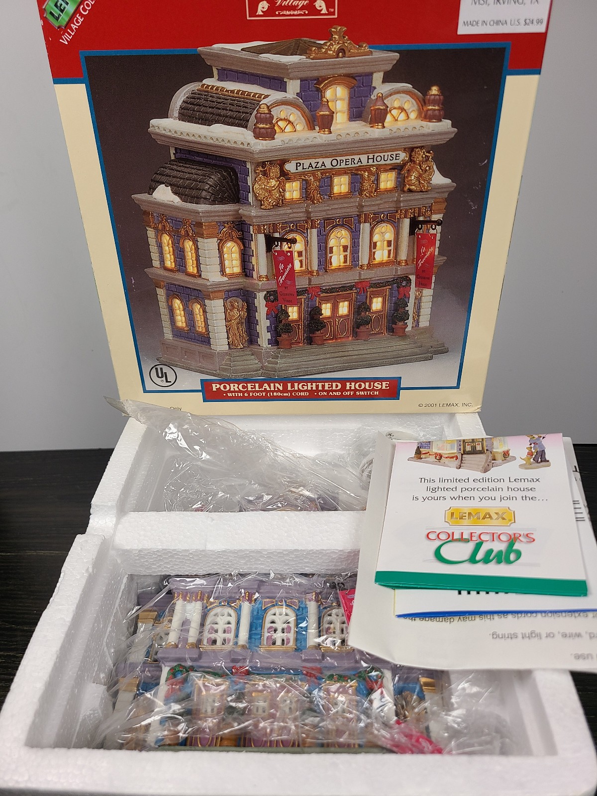 LEMAX Caddington Village 2001 Vtg Christmas Porcelain Lighted Plaza Opera House