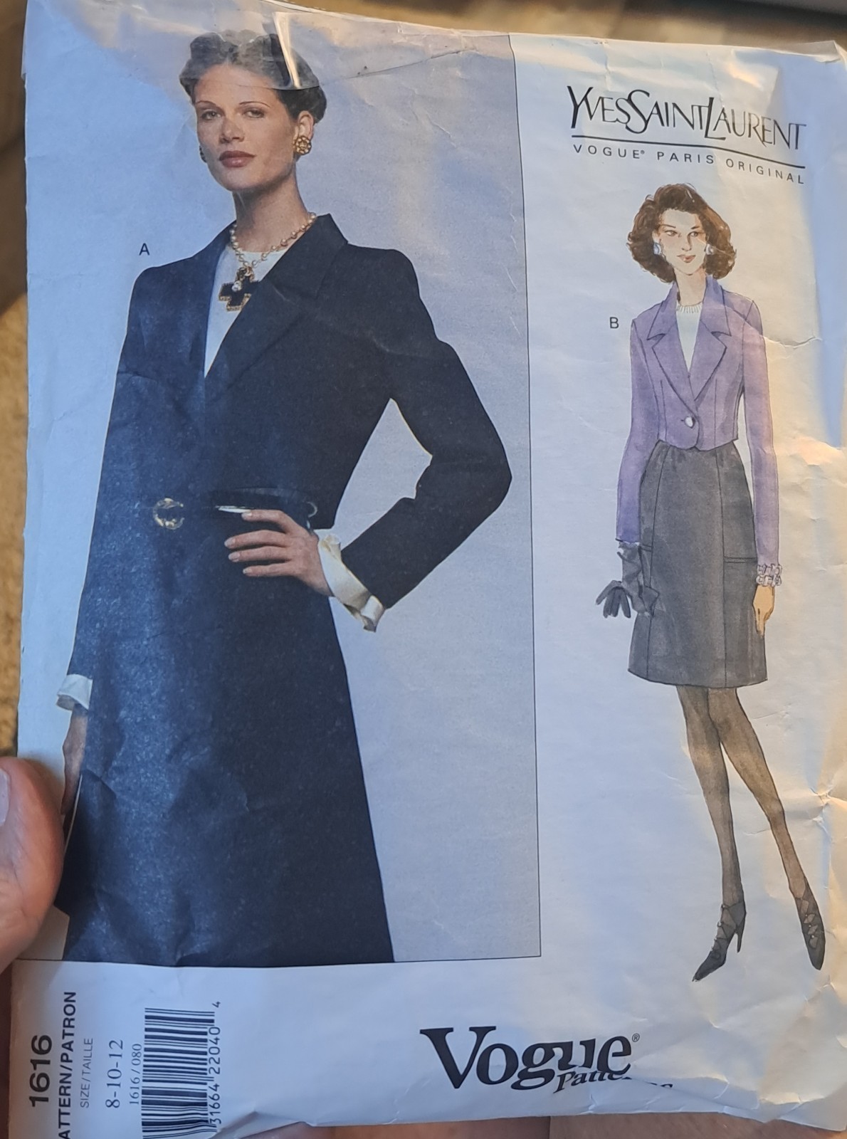 Vtg Vogue Sewing Pattern 1616 Yves Saint Laurent Paris Cut Complete Sz 8 10 12