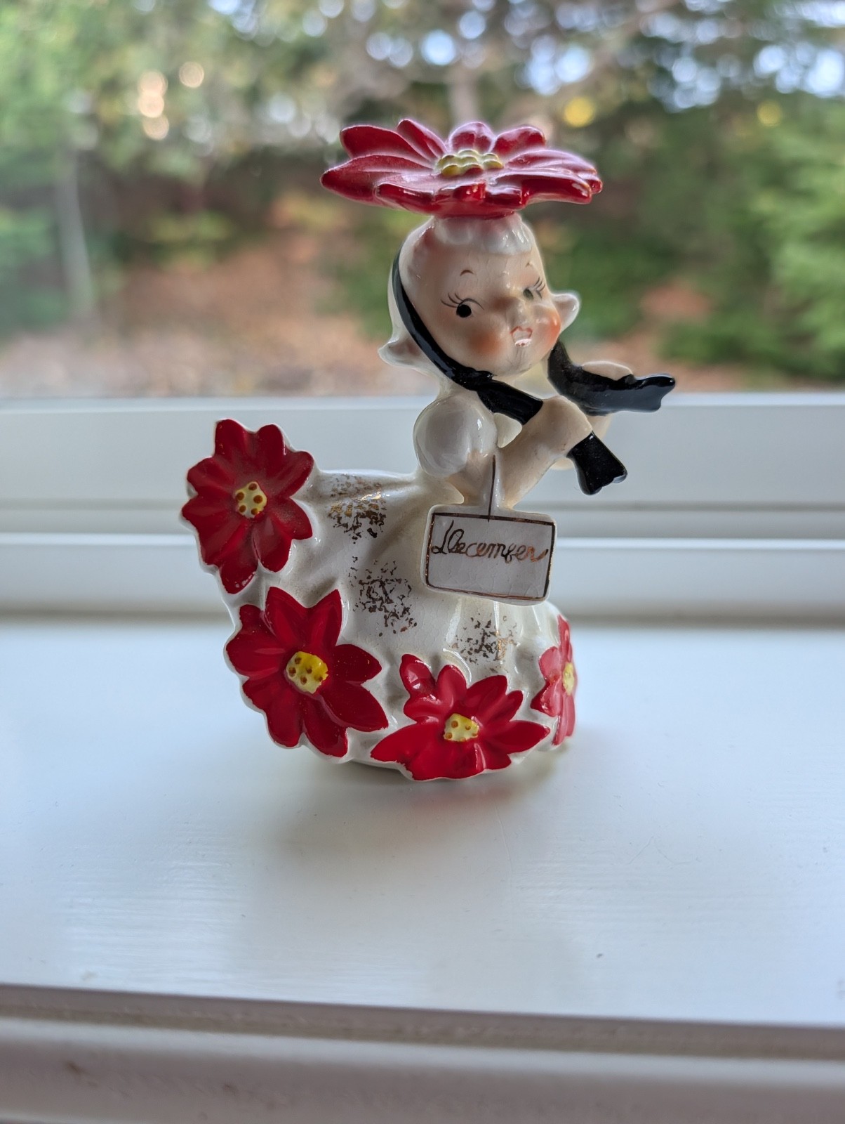 Vintage 1956 Napco December Poinsettia Flower Girl of the month Figurine IC1931 Vintage 1956 Napco December Poinsettia Flower Girl of the month Figurine IC1931