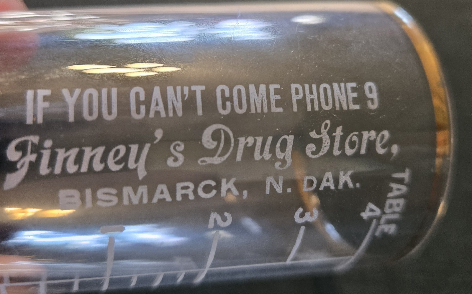Finney\'s Drug Store Bismarck North Dakota Antique Glass 2 Tablespoon Measure