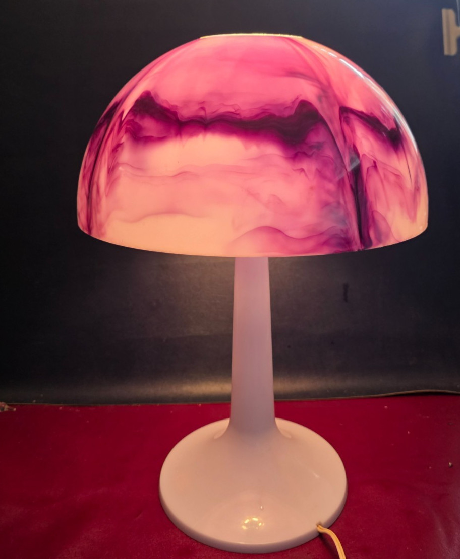 Vintage Gilbert Softlite Mushroom Lamp Purple Marble Plastic Shade 60s 70s Lamp