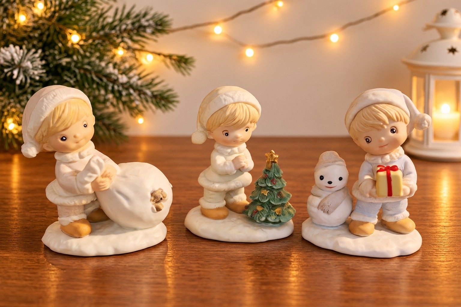 Homco 5613 Vintage Ceramic Christmas Children Figurines 3 Piece Set