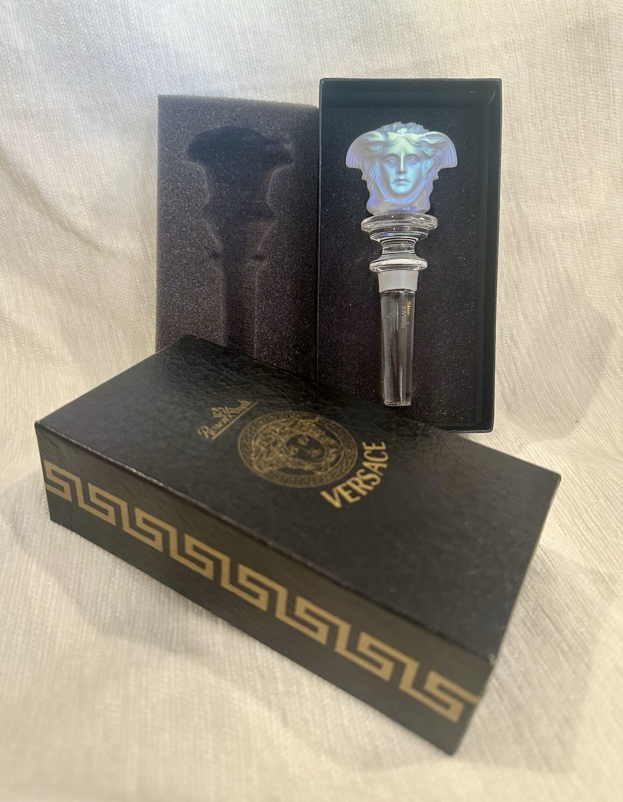 Versace X Rosenthal Medusa Head Crystal Bottle Stopper - Iridescent - Vintage 