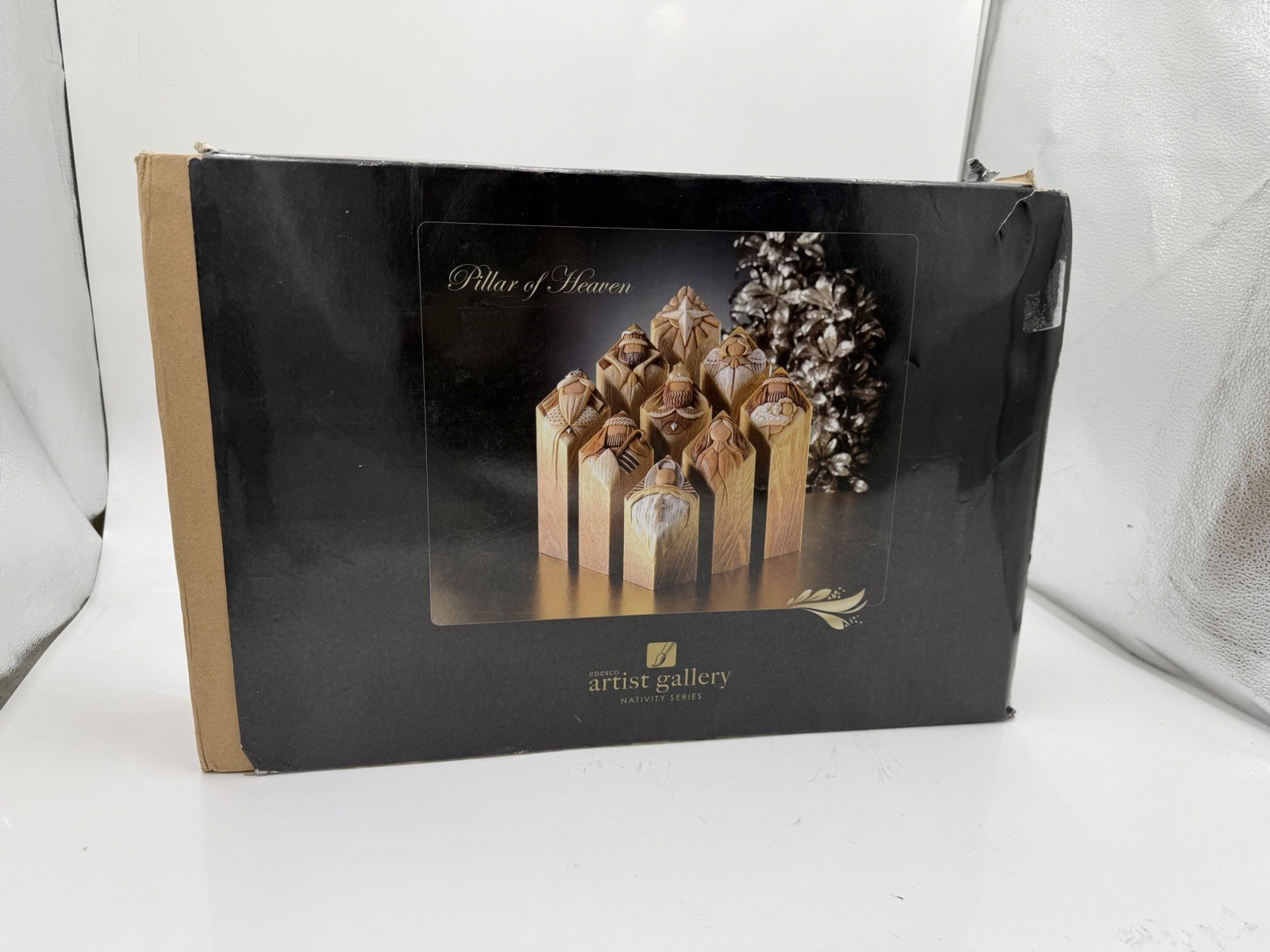 🔥2009 Enesco Artist Gallery Kim Lawrence Pillar of Heaven Nativity Set in Box🔥