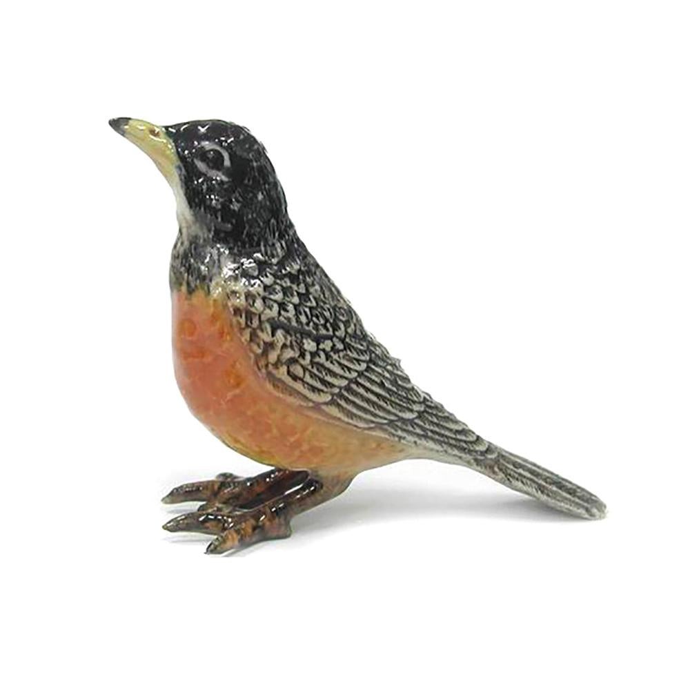 Northern Rose American Robin - Home Decor Bird - Miniature Porcelain Figurine