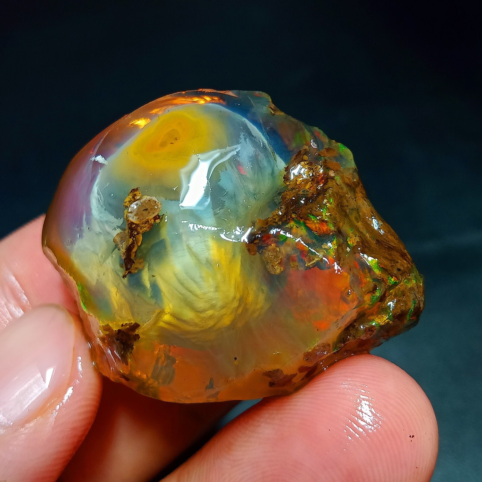 Natural Ethiopian Welo Opal Rough Great Fire Play & Multi-Egg Crystal Specimen