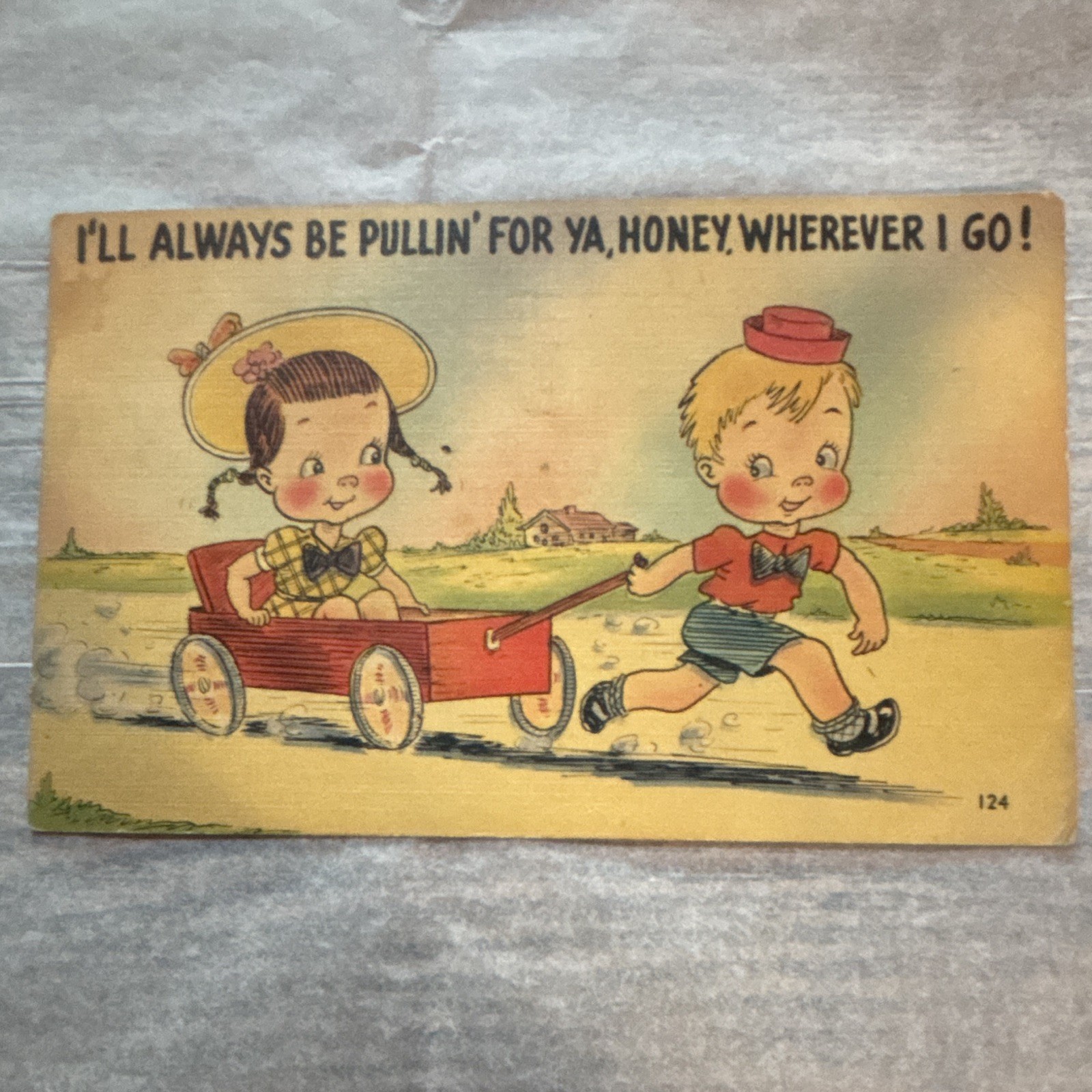 Vintage Divided Back Linen Postcard 