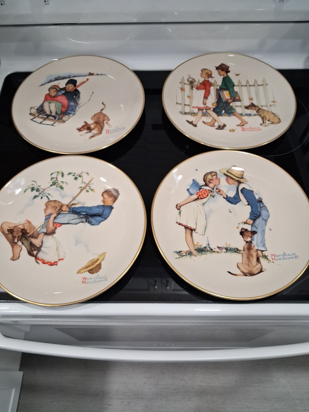 Set of (4) Seasons ~ 1972 Norman Rockwell Gorham ~ Fine China Collector Plates 
