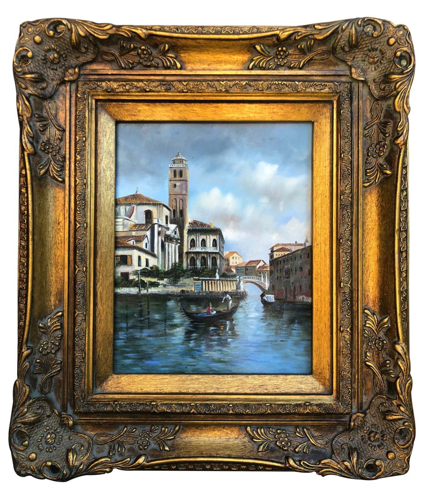 Oil on board Vintage Oil Painting Landscape Venice Framed