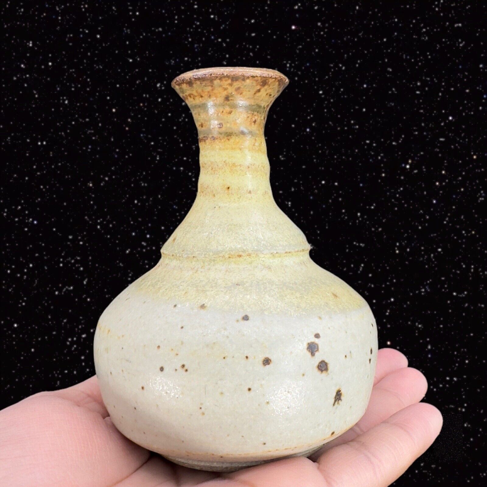 Stoneware Studio Art Pottery Vase Hand Made Vase Crafted Speckled Vintage 4.5”T