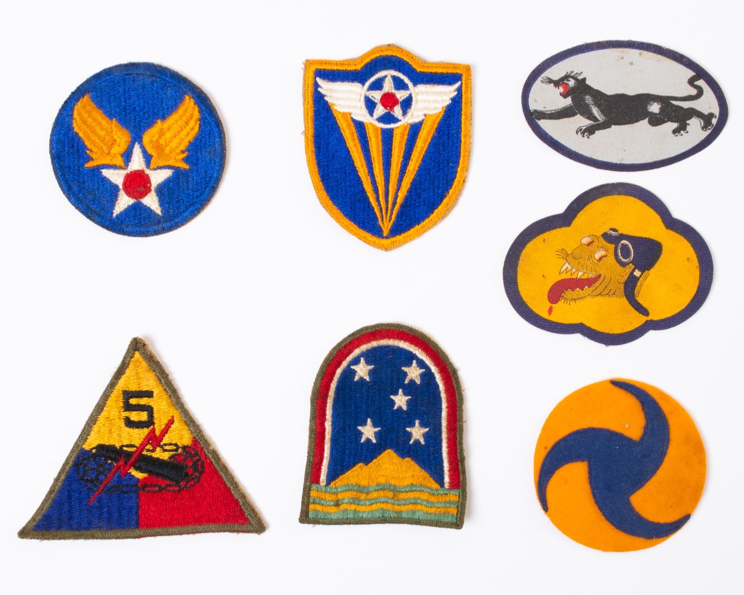 Lot of 7 Vintage WWII Military Air Force Patches Felt Embroidered & Iron On