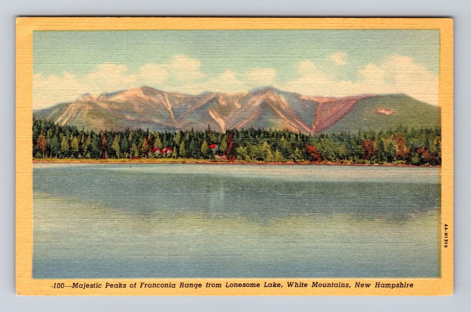 White Mountains NH-New Hampshire, Franconia Range Lonesome Lake Vintage Postcard