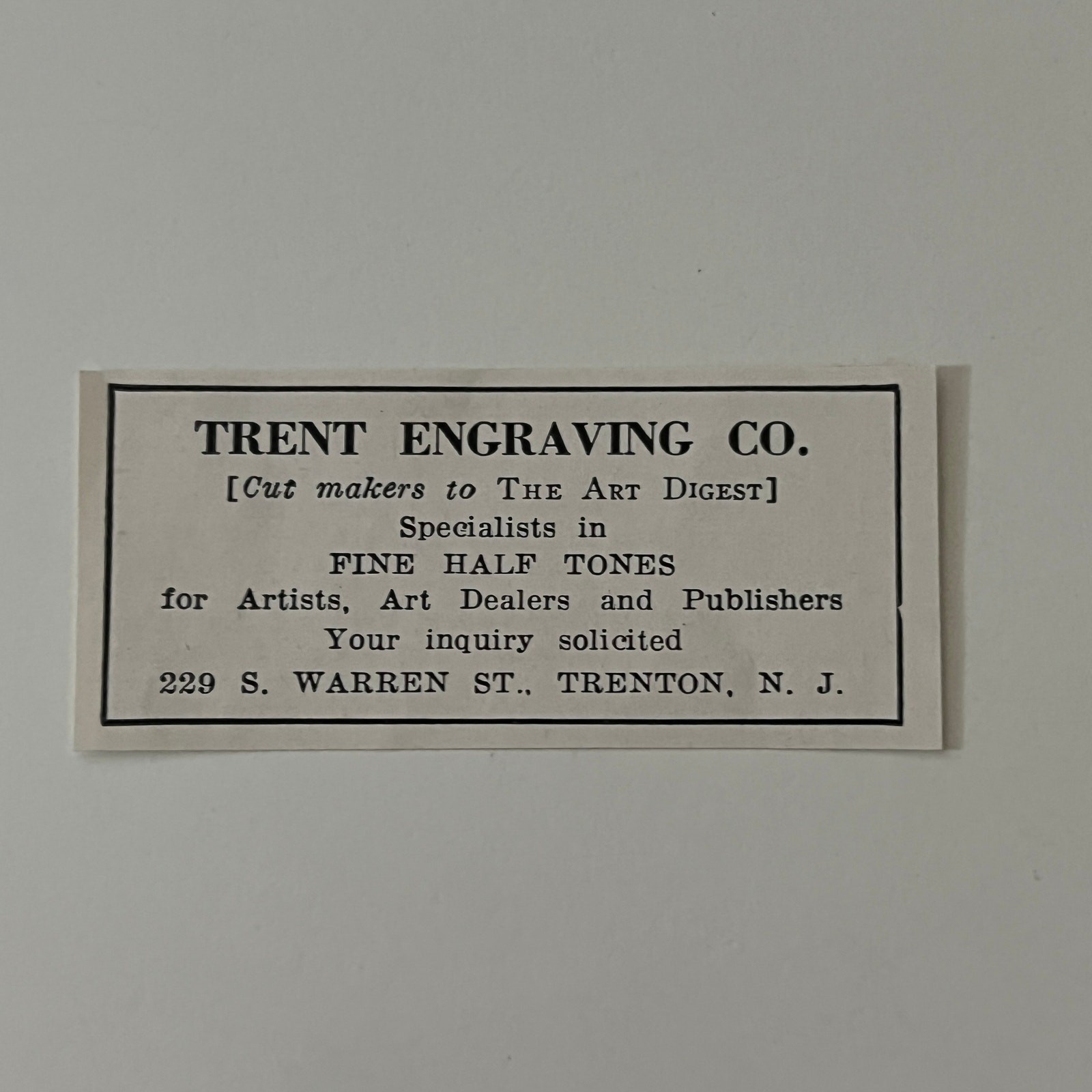 Trent Engraving Co. Fine Half Tones Trenton NJ 1939 Ad SAJ4-S29