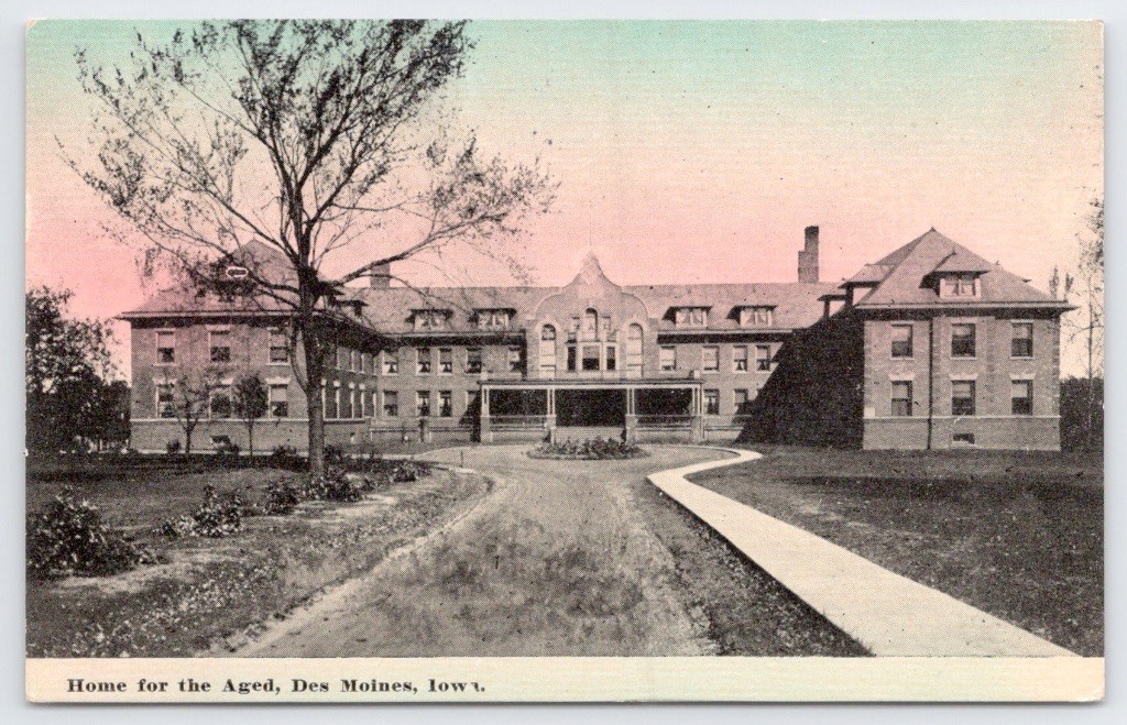 Des Moines Iowa Home for the Aged Polk County 1912 Postcard To Winterset IA