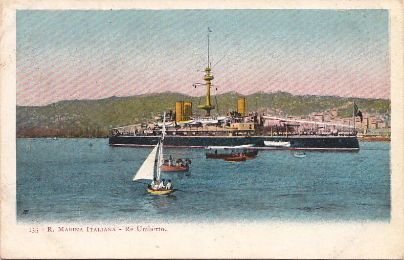 Postcard ShipR Marina Italiana Re Umberto