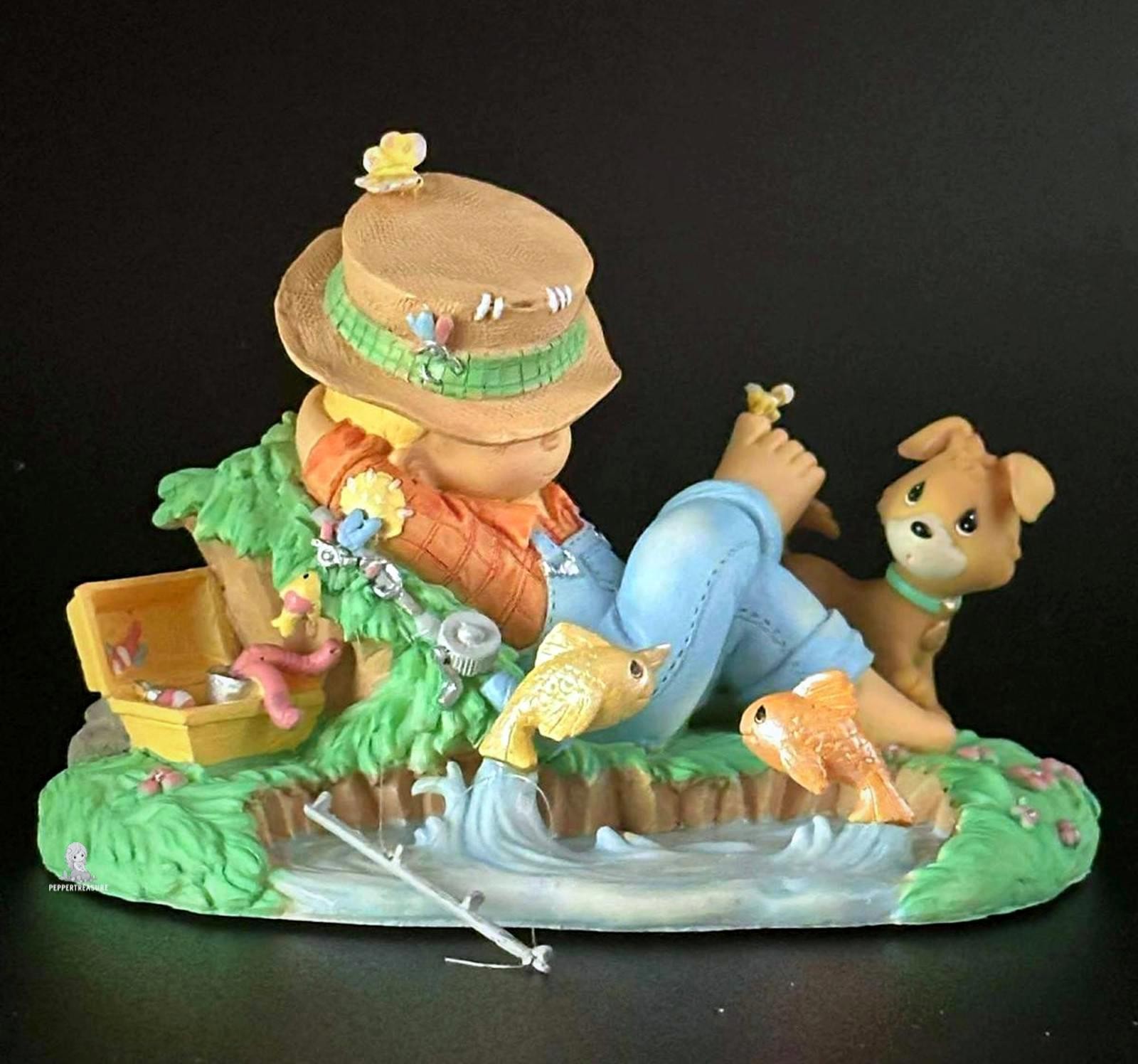Precious Moments Charming Fishing Boy Figurine with Dog Precious Moments Charming Fishing Boy Figurine with Dog