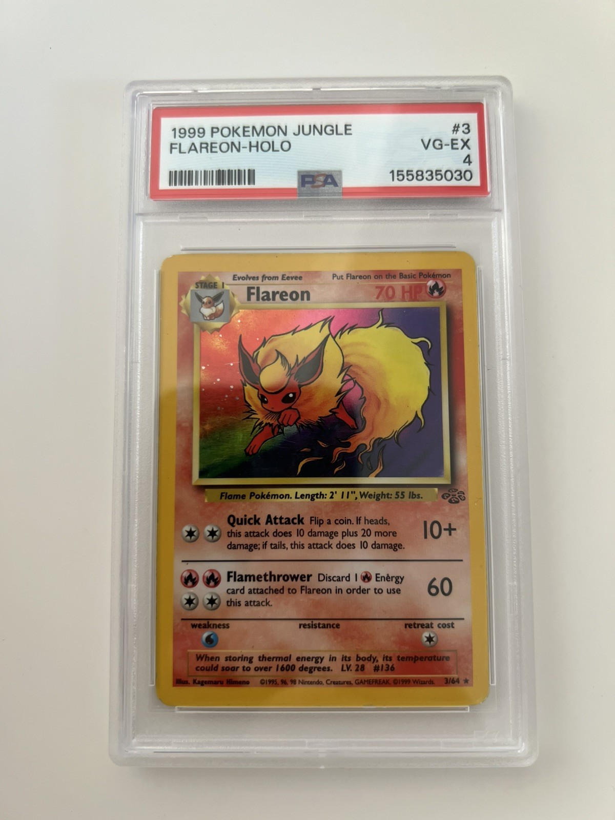 1999 POKEMON JUNGLE #3 FLAREON-HOLO PSA 4