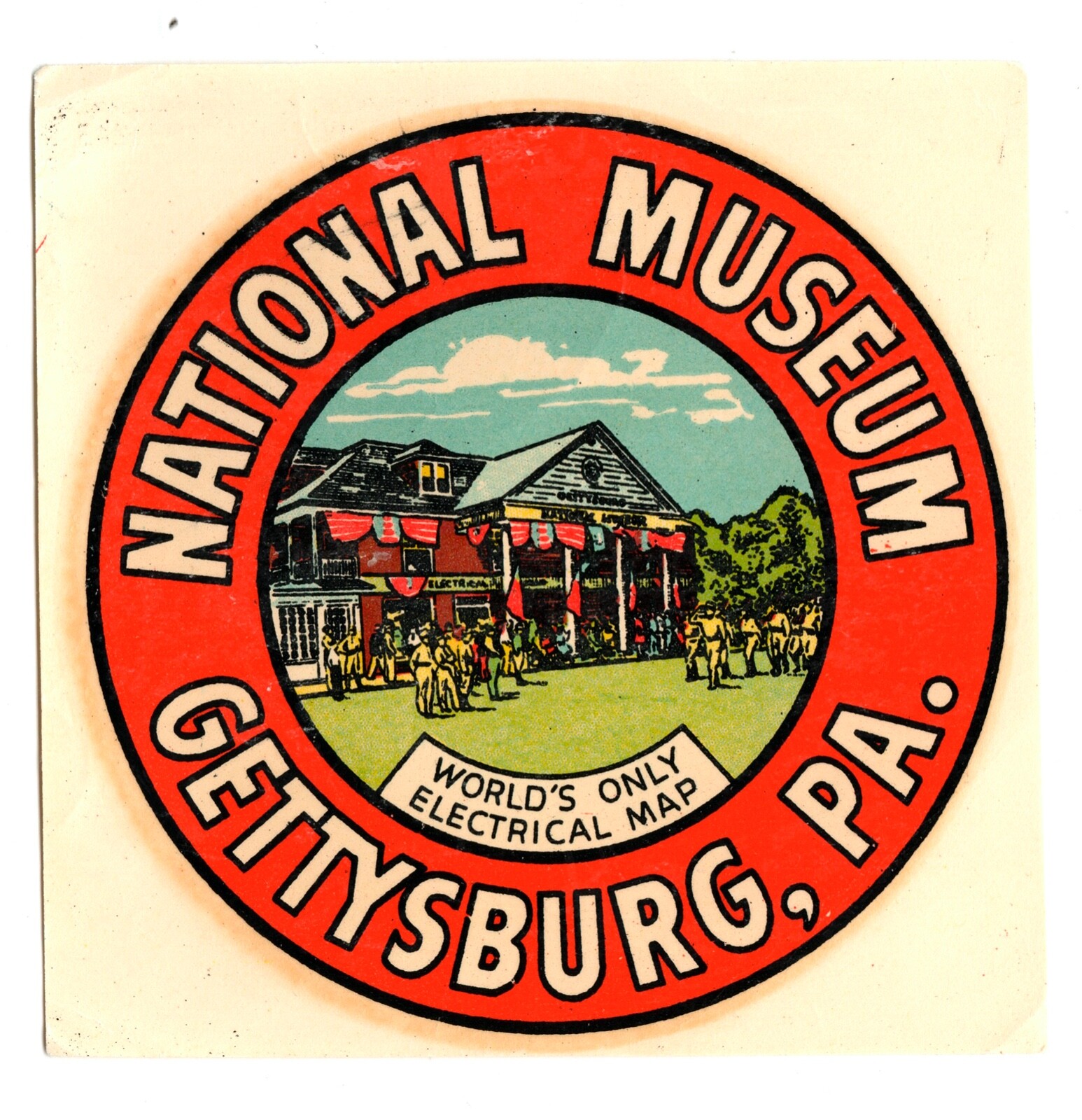 Vintage 1950\'s-60\'s National Museum Gettysburg PA Luggage/Auto Decal Sticker NOS