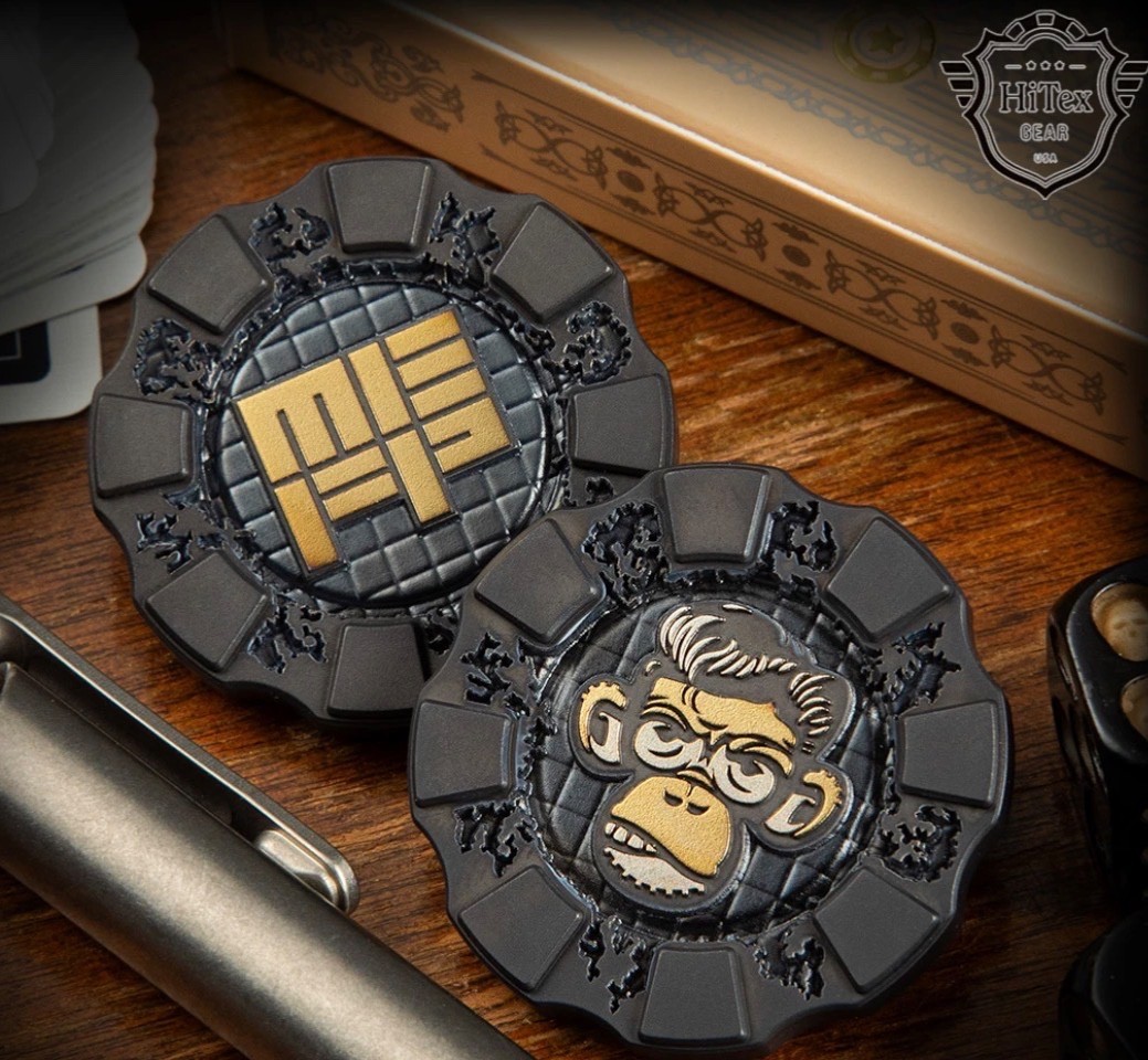 NEW HiTex Gear x Monkey Edge FRAG Pattern EDC Poker Chip, Titanium, MEFP