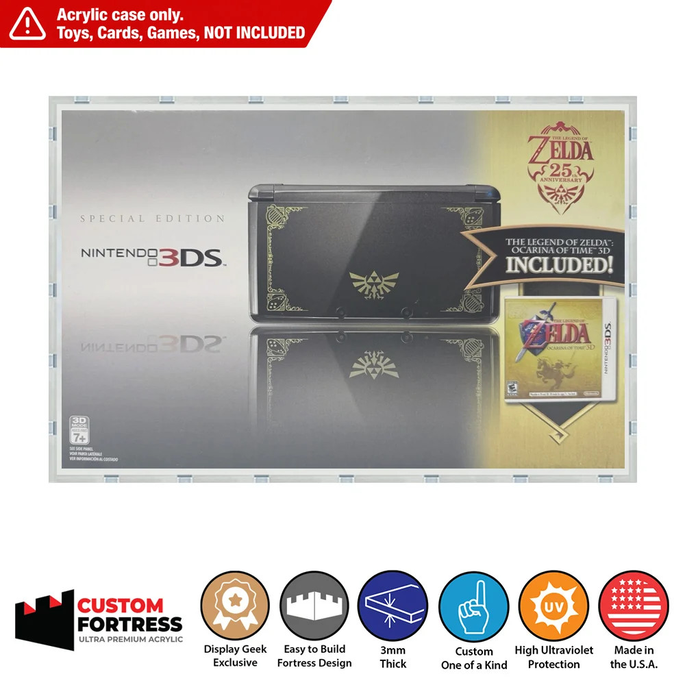 Custom Acrylic Hard Case for Nintendo 3DS Legend of Zelda 25th SE US Console Box