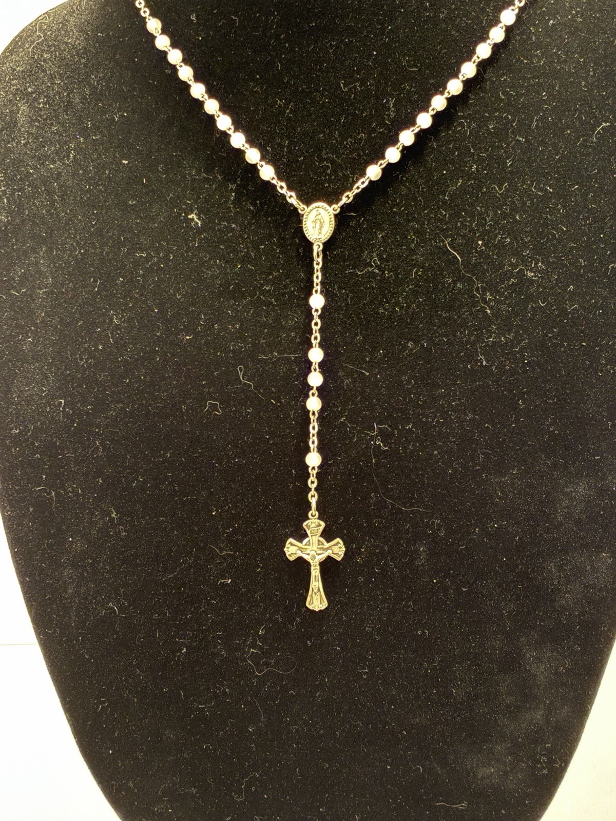 Vintage Chapel Sterling Rose Quartz Rosary 13.5