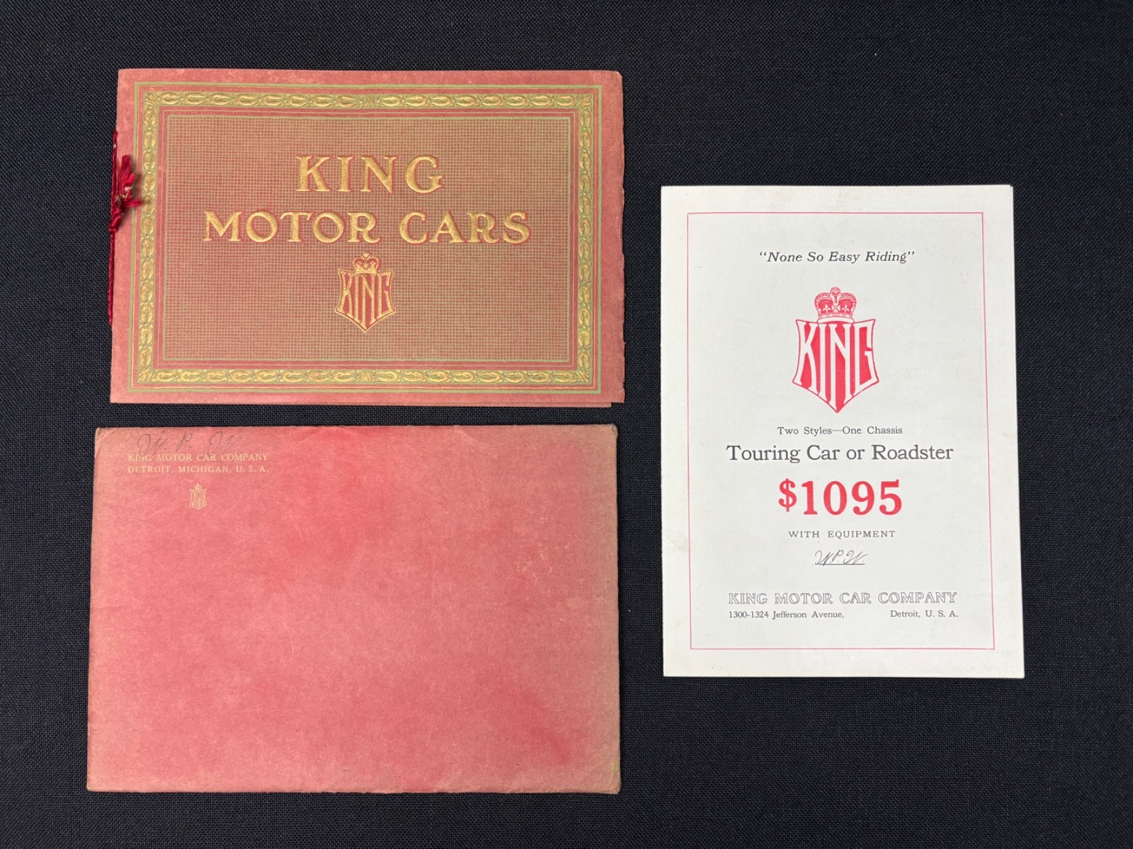Antique King Motor Car Company Roadster & Touring Automobile Catalog Circa 1913