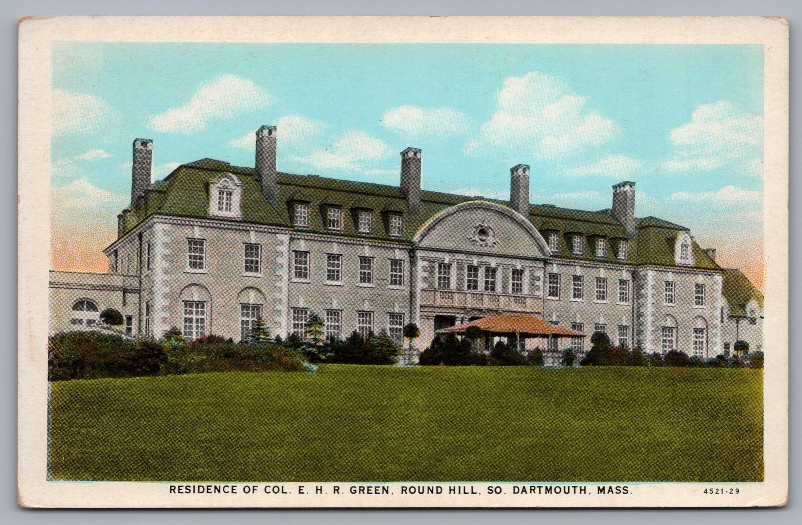 Residence Of CO E H R Green Round Hill South Dartmouth MA Postcard TS-258