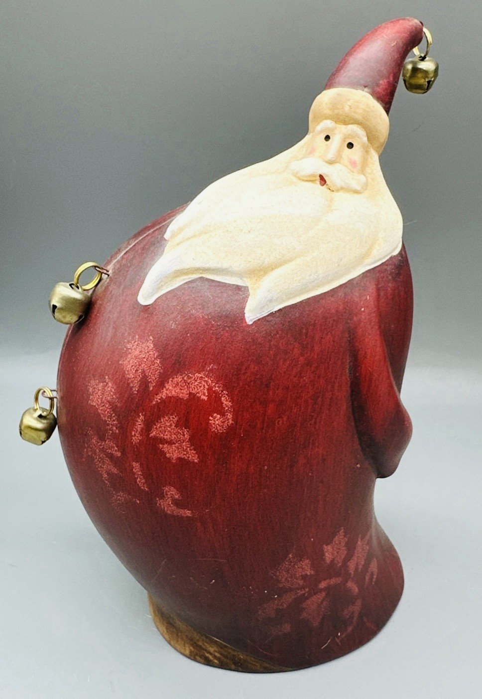 Vtg Chubby Jolly Santa Claus With Bells Old Time Look 7” Folk Art
