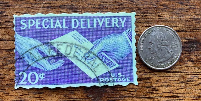 USA Special Delivery Fed Stamp STICKER Retro Vintage Style World Travel Postcard