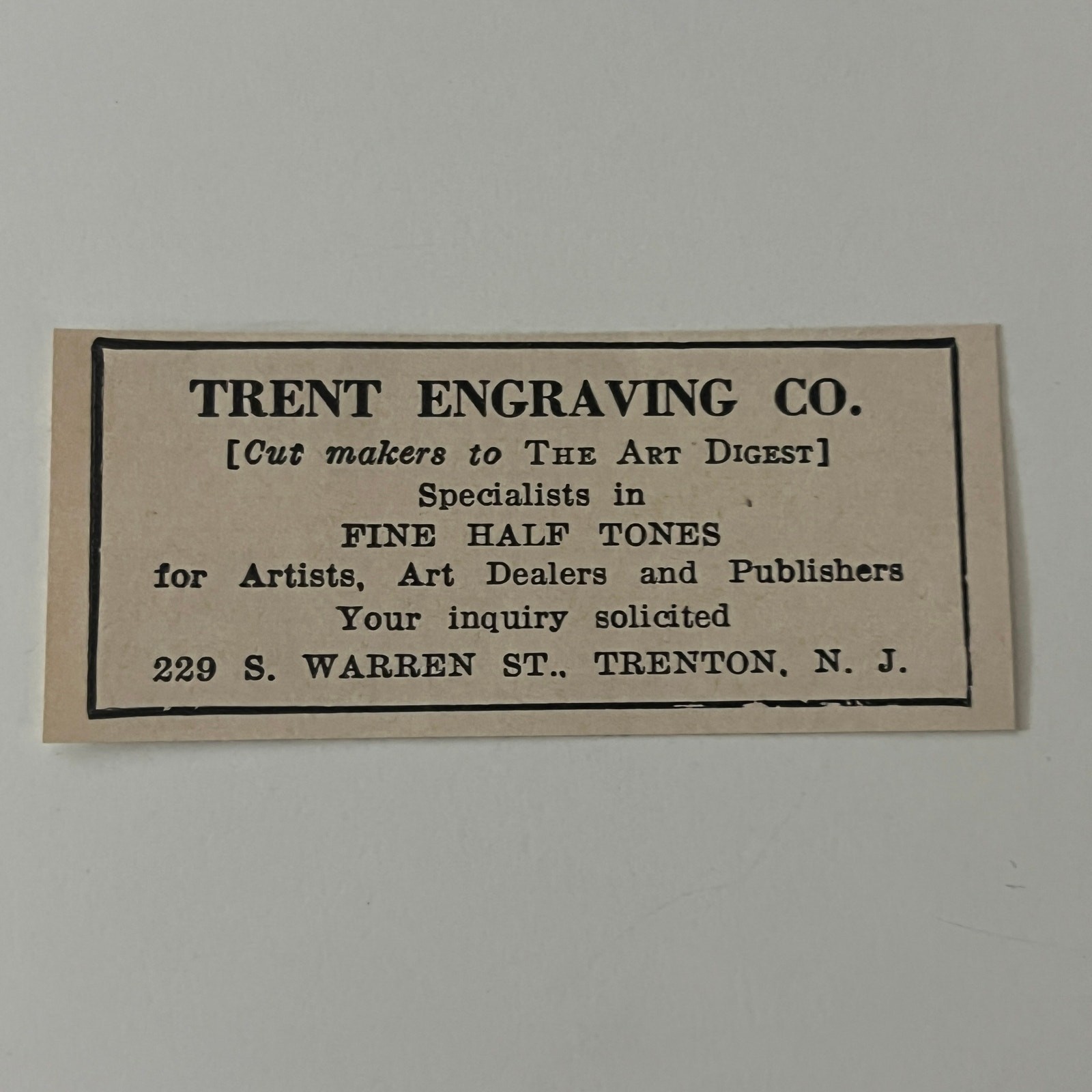 Trent Engraving Co Specialists In Fine Half Tones Trenton NJ 1943 Ad SAJ5-S10
