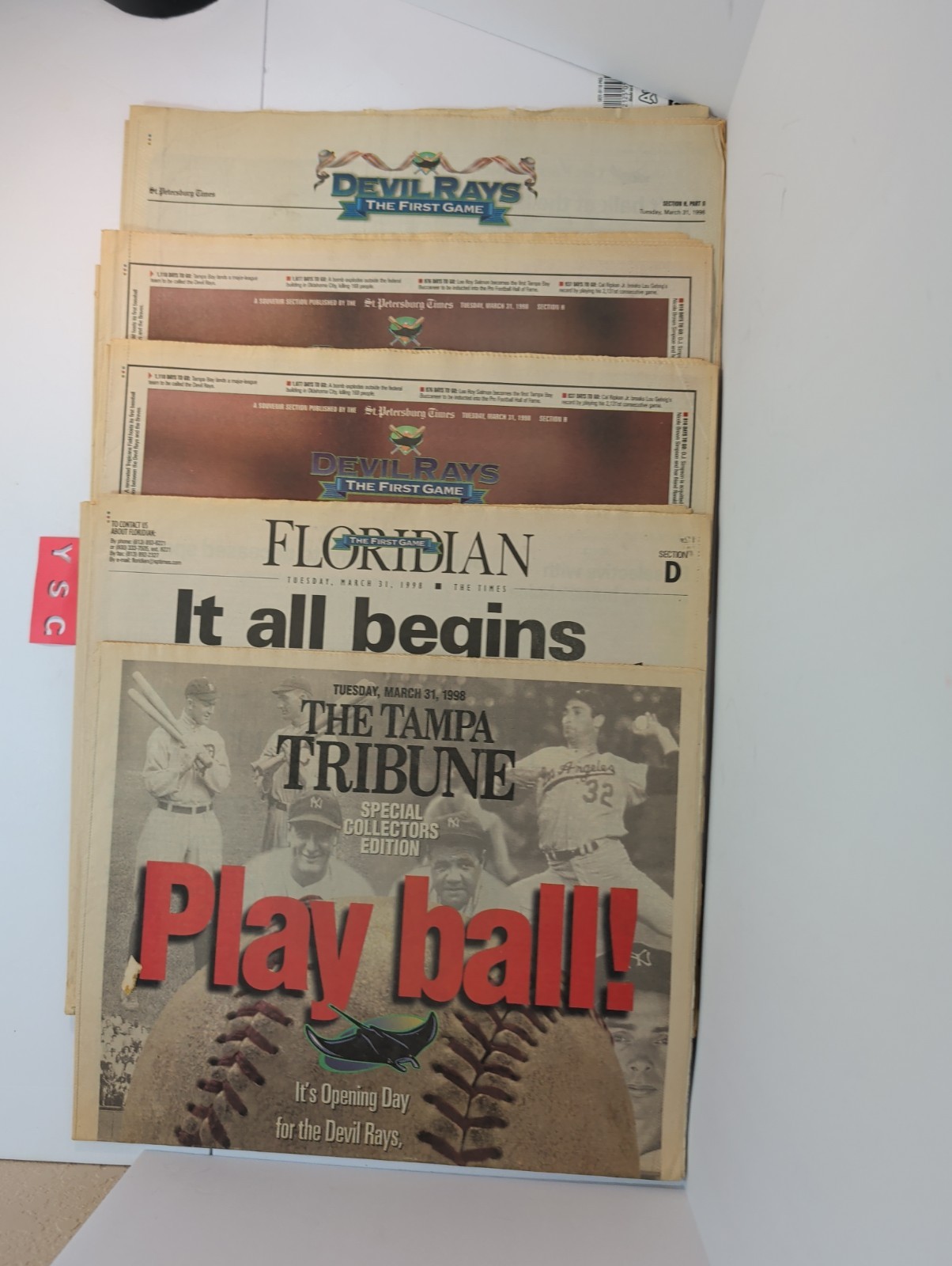 Vintage Tampa Bay Devil Rays First Game Newspaper Lot (5 Total 1 Dupe) Good+