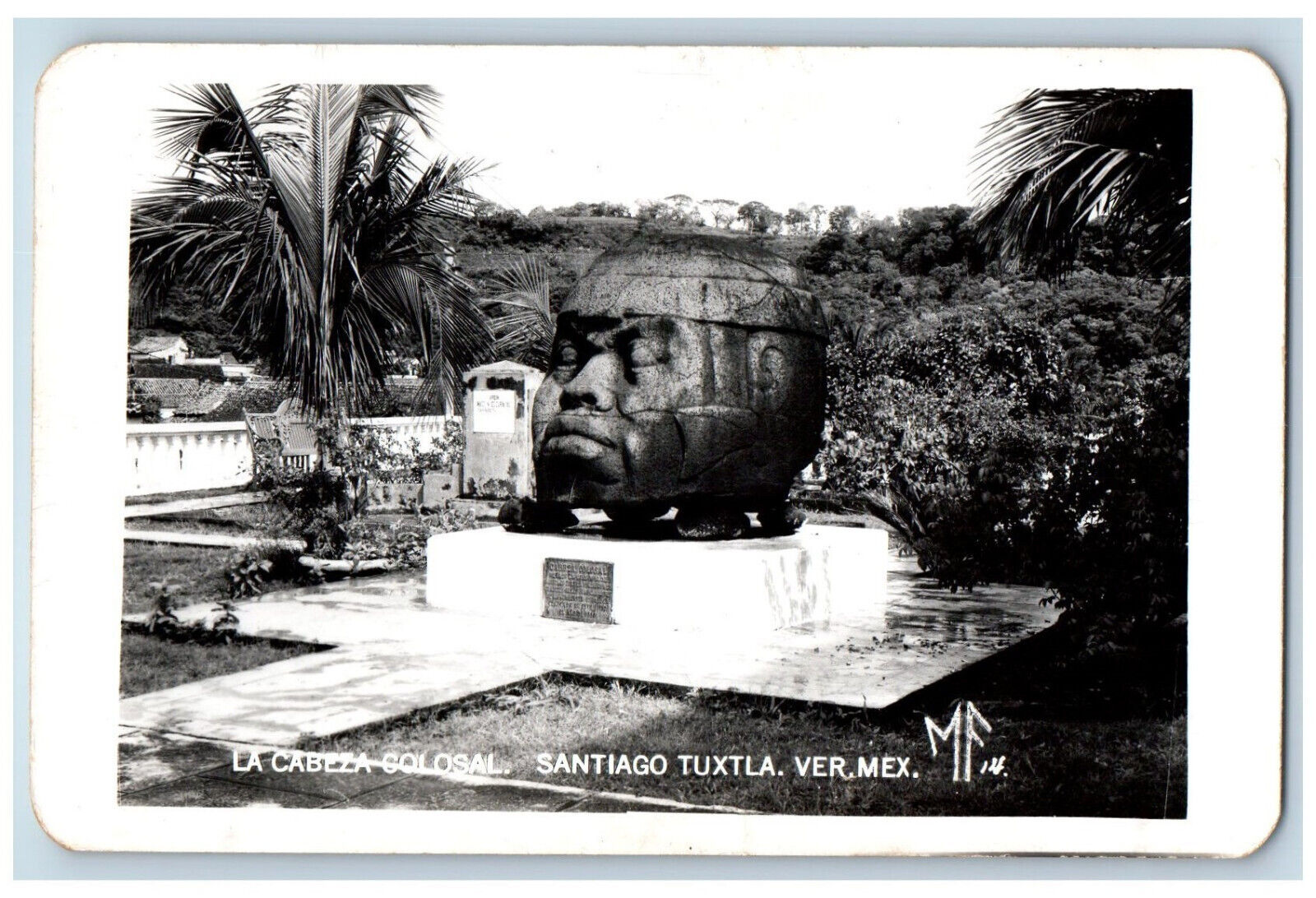 Santiago Tuxtla Veracruz Mexico Postcard La Cabeza Colosal c1930\'s RPPC Photo