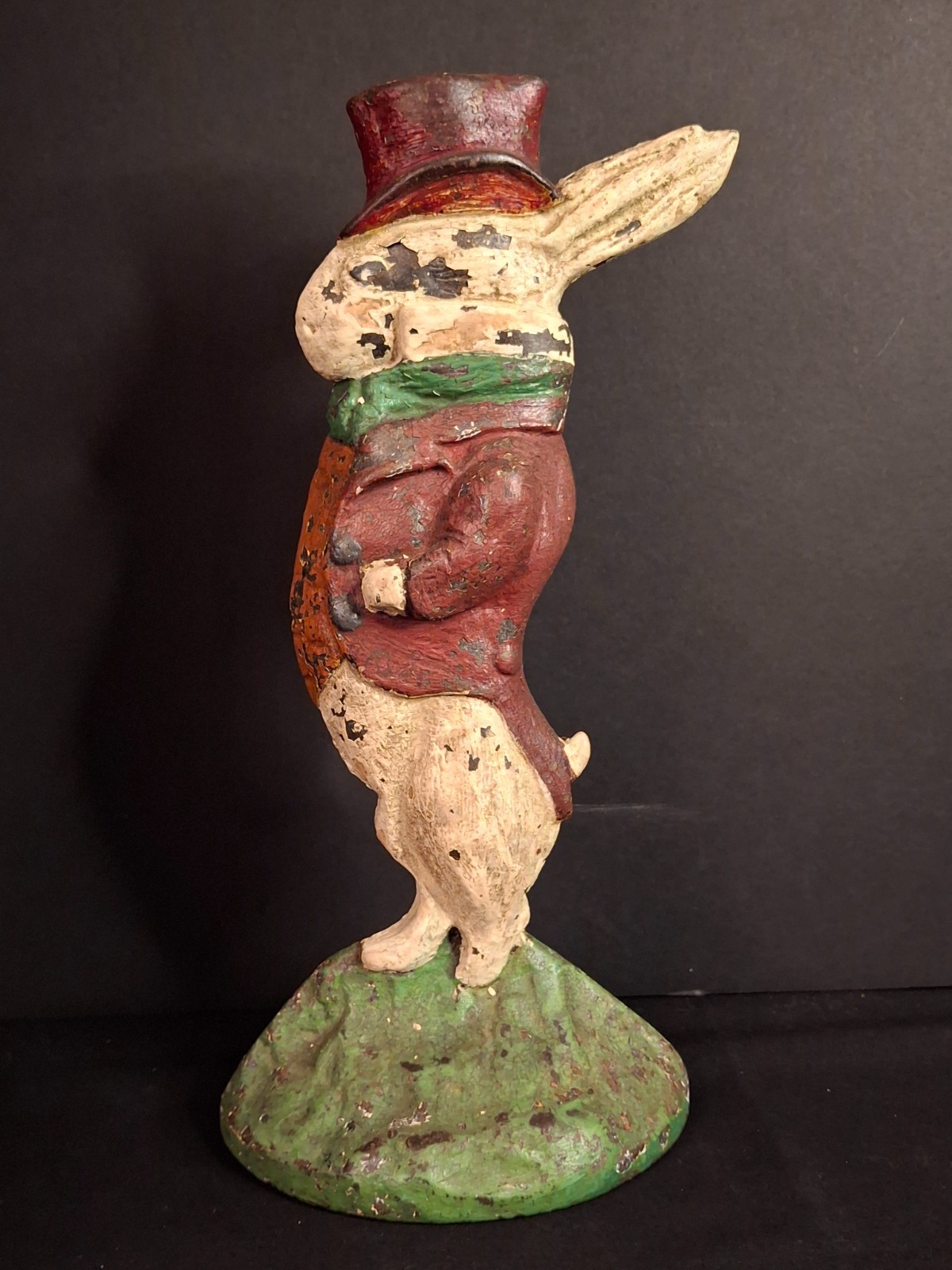 Antique Cast Iron Gentleman Rabbit Doorstop Albany Foundry 94 Top Hat