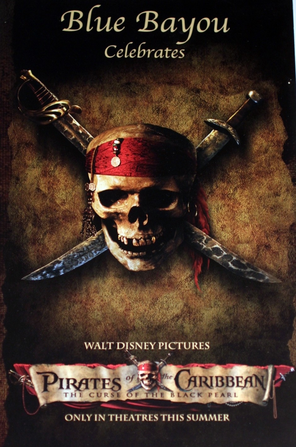 Disneyland Blue Bayou MENU 2003 Pirates of the Caribbean Black Pearl 1st Edition