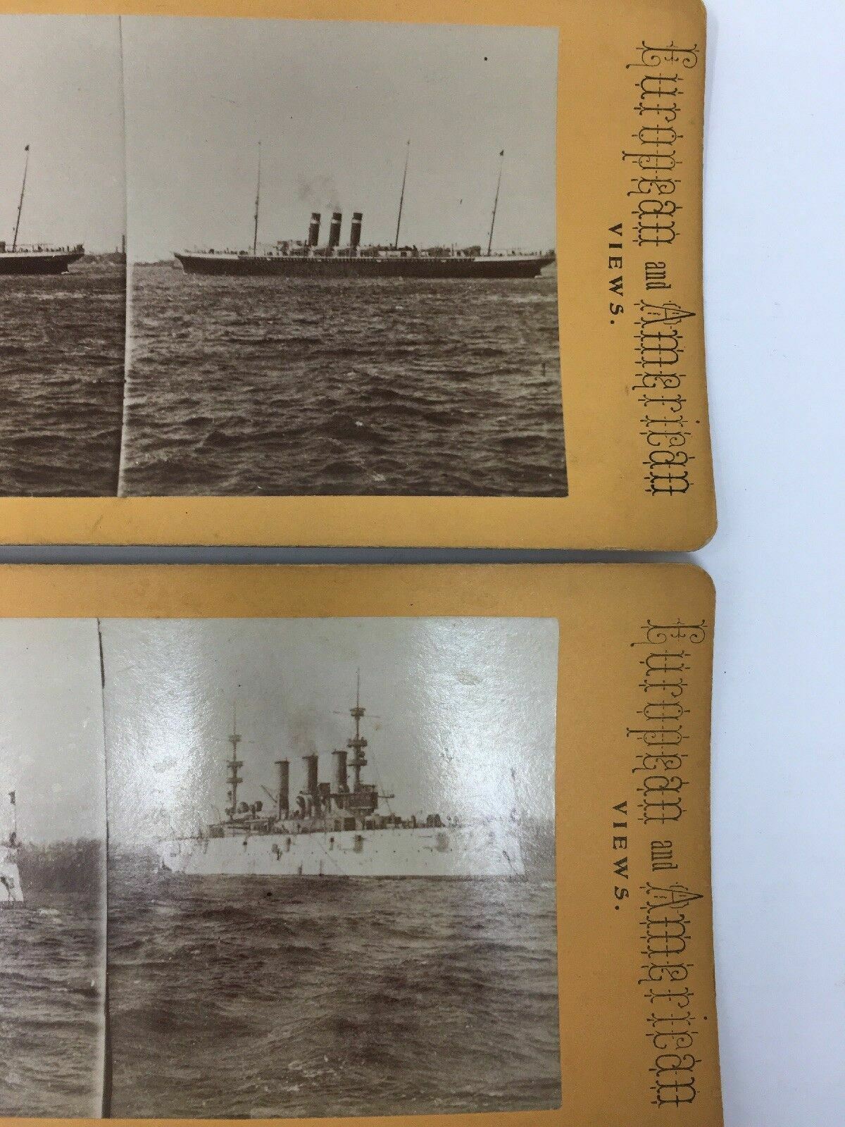 1898 USS New York USN Naval Ship Military 2 Stereoview Card Spanish American War