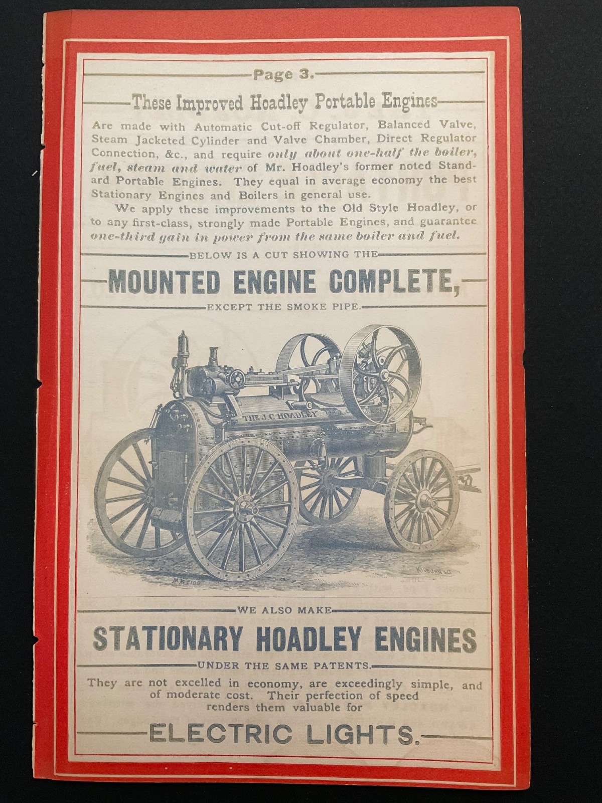1883 Antique Ad Page Stationary Hoadley Engines, McLauthlin's Steam Boilers MA
