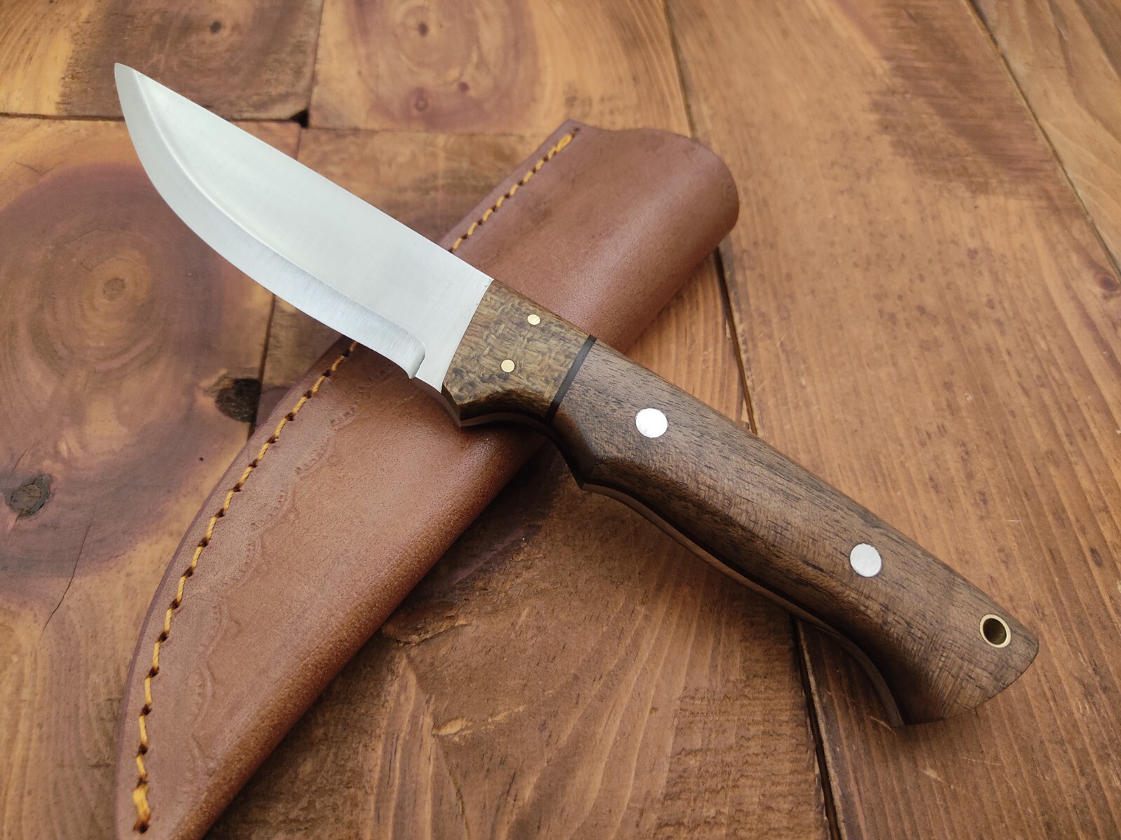 Custom Handmade Carbon Steel Fixed Blade Scandi Grind Bush Craft Hunting Knife