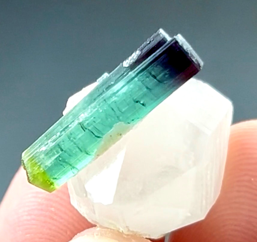 30 Carats Tri Colour Tourmaline with Quartz Combine Crystal Specimen