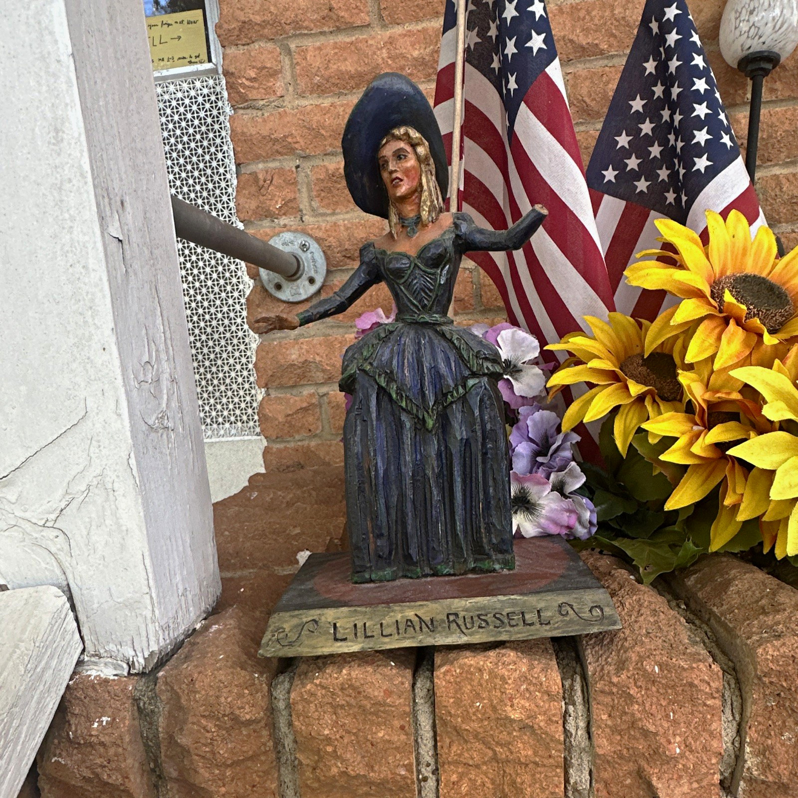 Lillian Russell Signed Painted Resin Woman Figurine, Multicolor, 1960 Unboxed