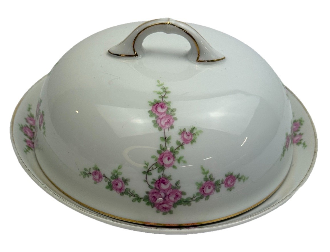 Beautiful Heinrich H & C Selb Bavaria Rosalina Butter Dish With Cover EUC