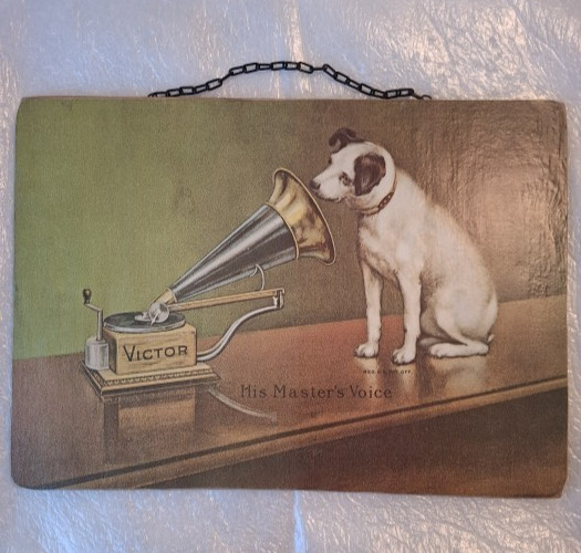 His Master\'s Voice Wall Hanging - Wood - RCA Victor Trademark - Nipper His Master\'s Voice Wall Hanging - Wood - RCA Victor Trademark - Nipper